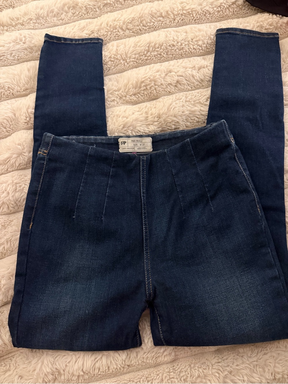 Free People Dark Indigo High-Rise Skinny Jeans